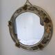 Miroir en métal doré rond, couronne de roses