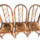 3 Rattan Chairs with Velvet Seat