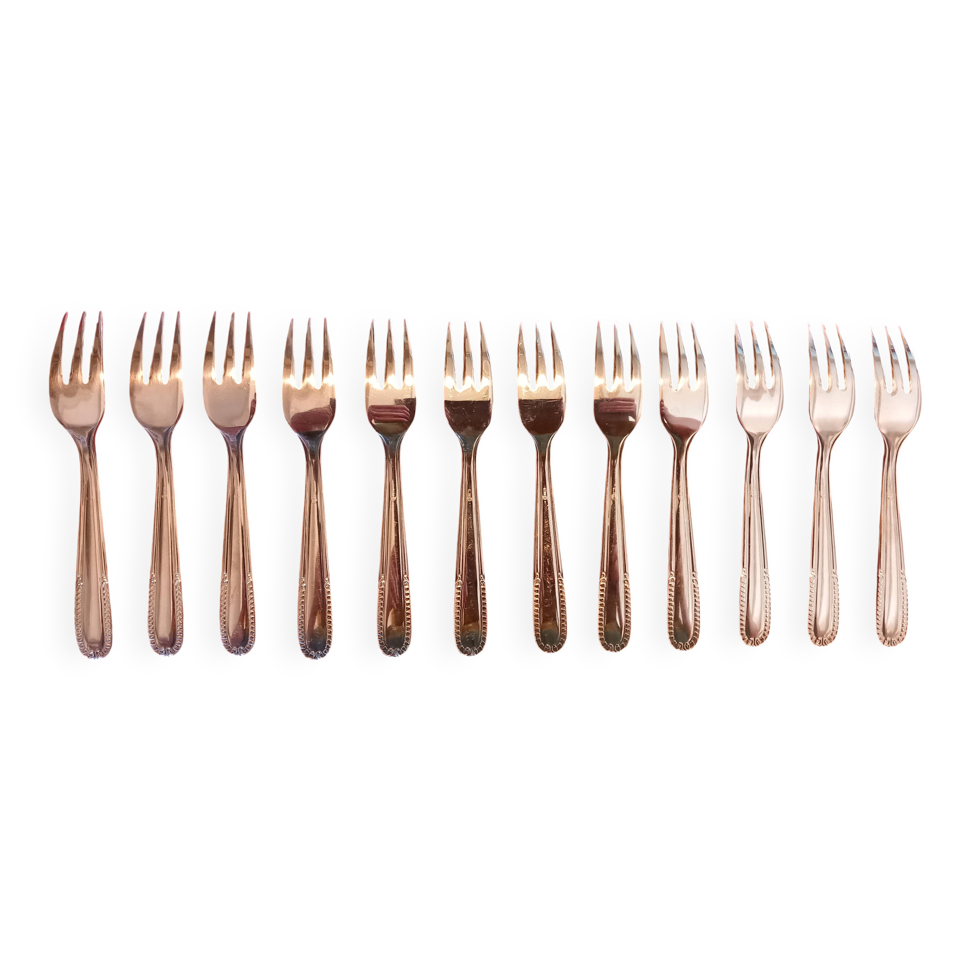 Box of 12 small dessert forks, Devouge Dupont silverware.