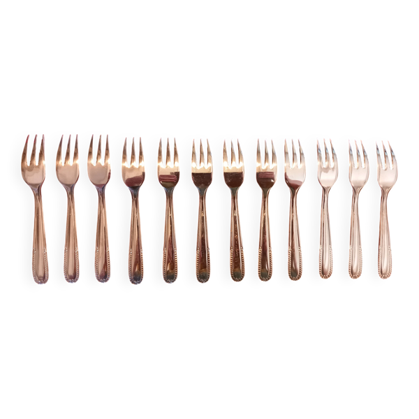 Coffret de 12 petites fourchettes (dessert)  inox orfèvrerie Devouge Dupont