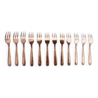 Box of 12 small dessert forks, Devouge Dupont silverware.