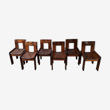 Set de 6 chaises en pin vernis