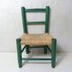 Ancienne chaise paillée en bois pour enfant Vintage
