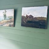 Painting on canvas alpine landscape