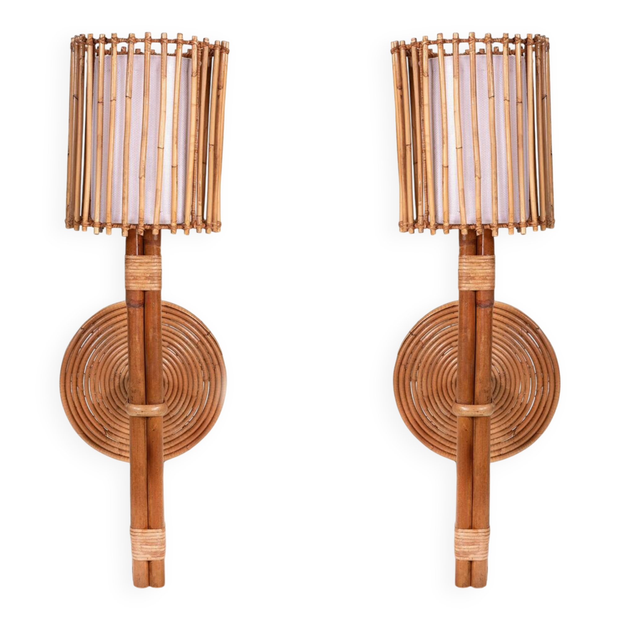 Pair of bamboo wall sconces