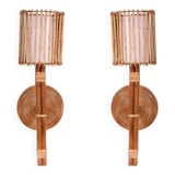 Pair of bamboo wall sconces