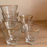 Set of vintage glasses with golden edging