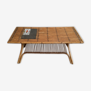 Coffee table rattan ceramics Capron