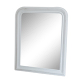 Old mirror, Louis Philippe style, white and gold patina, antique French