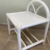 White rattan bedside table