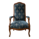 Classic cabriolet armchair in wood and blue fabric
