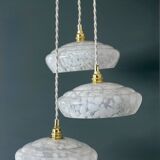 Vintage triple suspension lampshade in Clichy glass bench