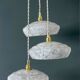 Vintage triple suspension lampshade in Clichy glass bench