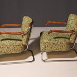 Paire de fauteuils cantilever en acier tubulaire pour Kovona, Tchécoslovaquie, années 1950