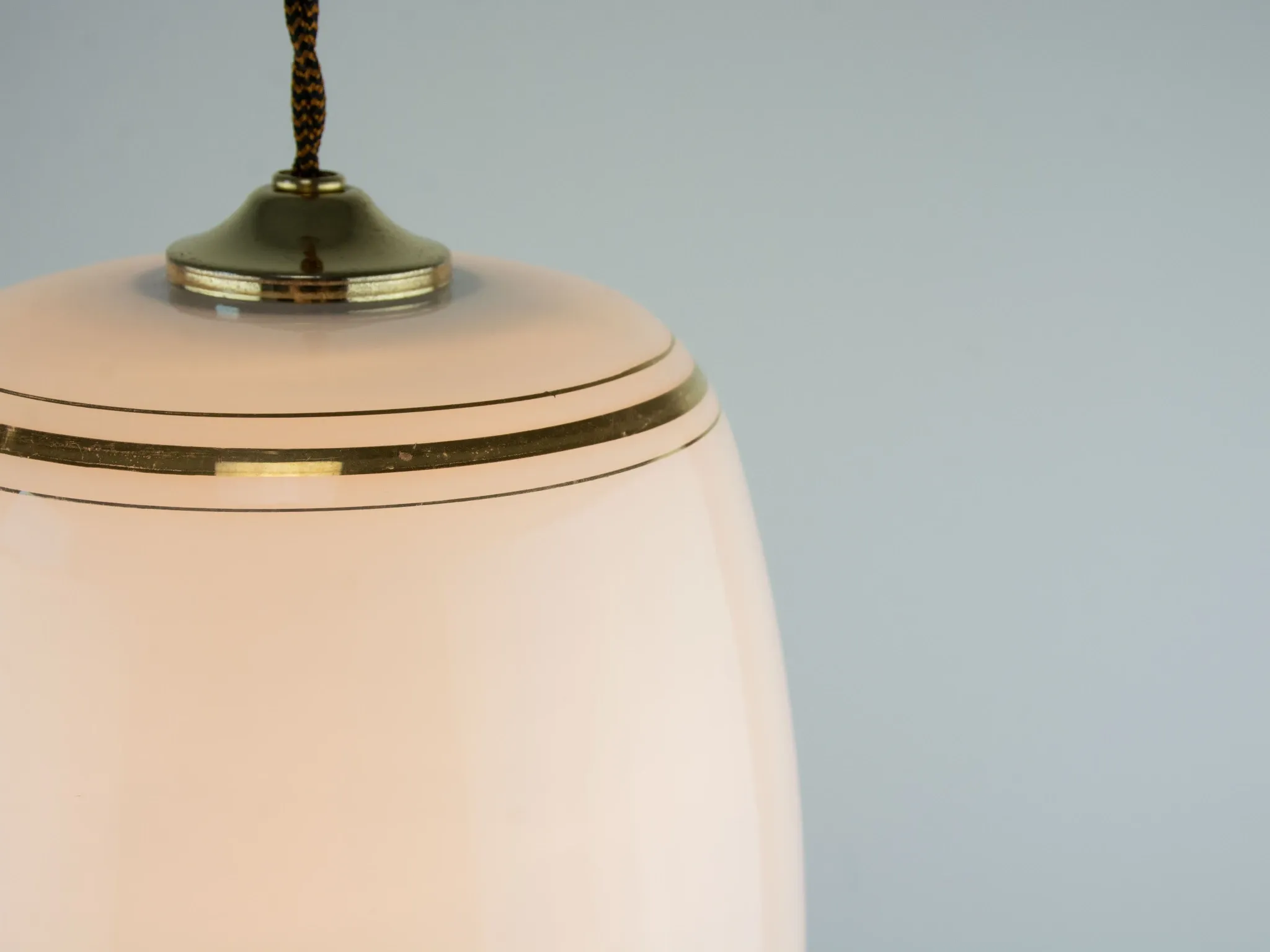 Vintage White Glass Gold Accented Mid-Century Modern Lamp