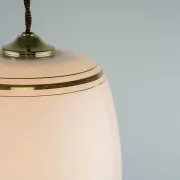 Vintage White Glass Gold Accented Mid-Century Modern Lamp