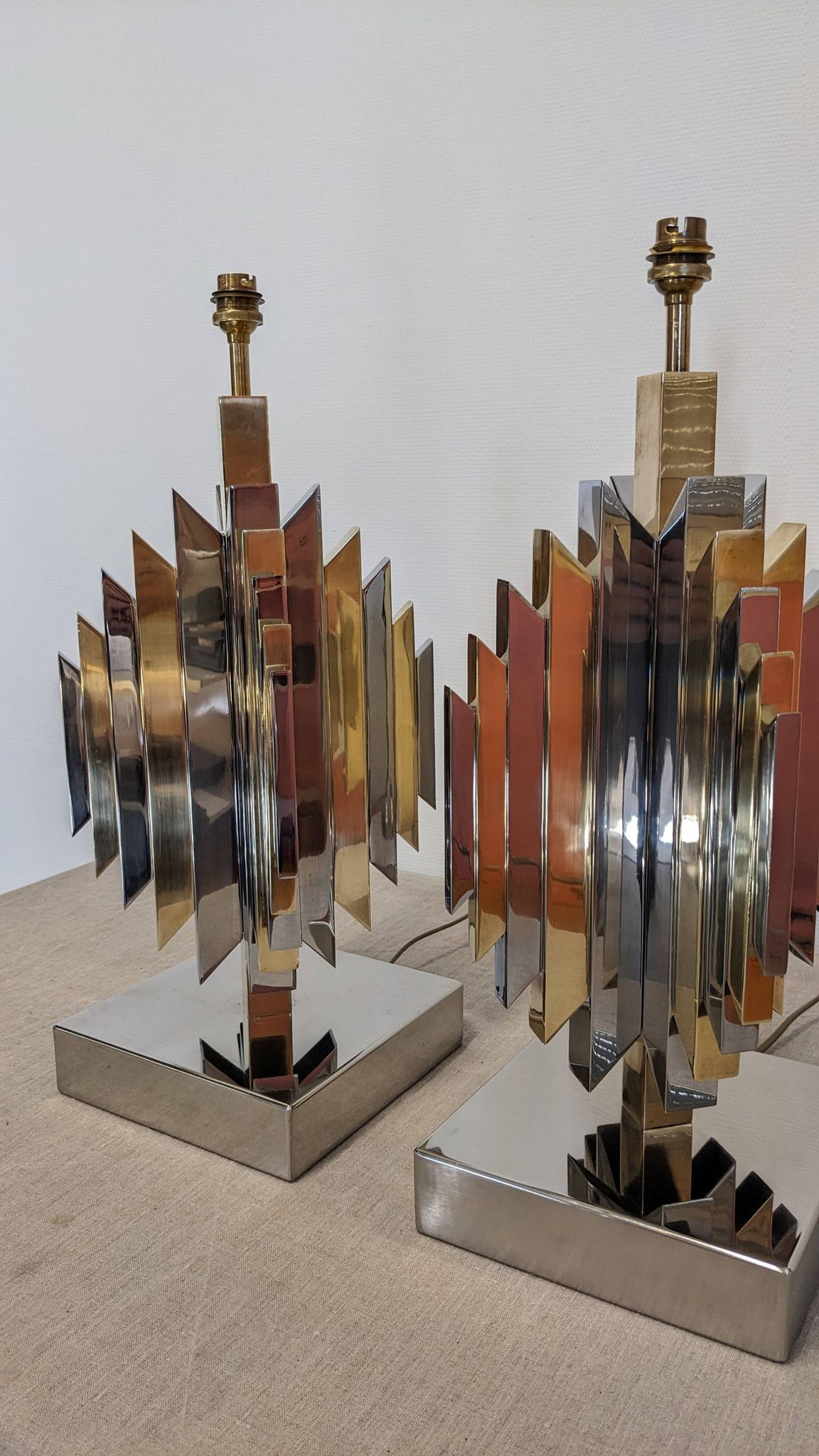 Pair of Cactus lamp bases by Les Ateliers La Boétie, France 1974