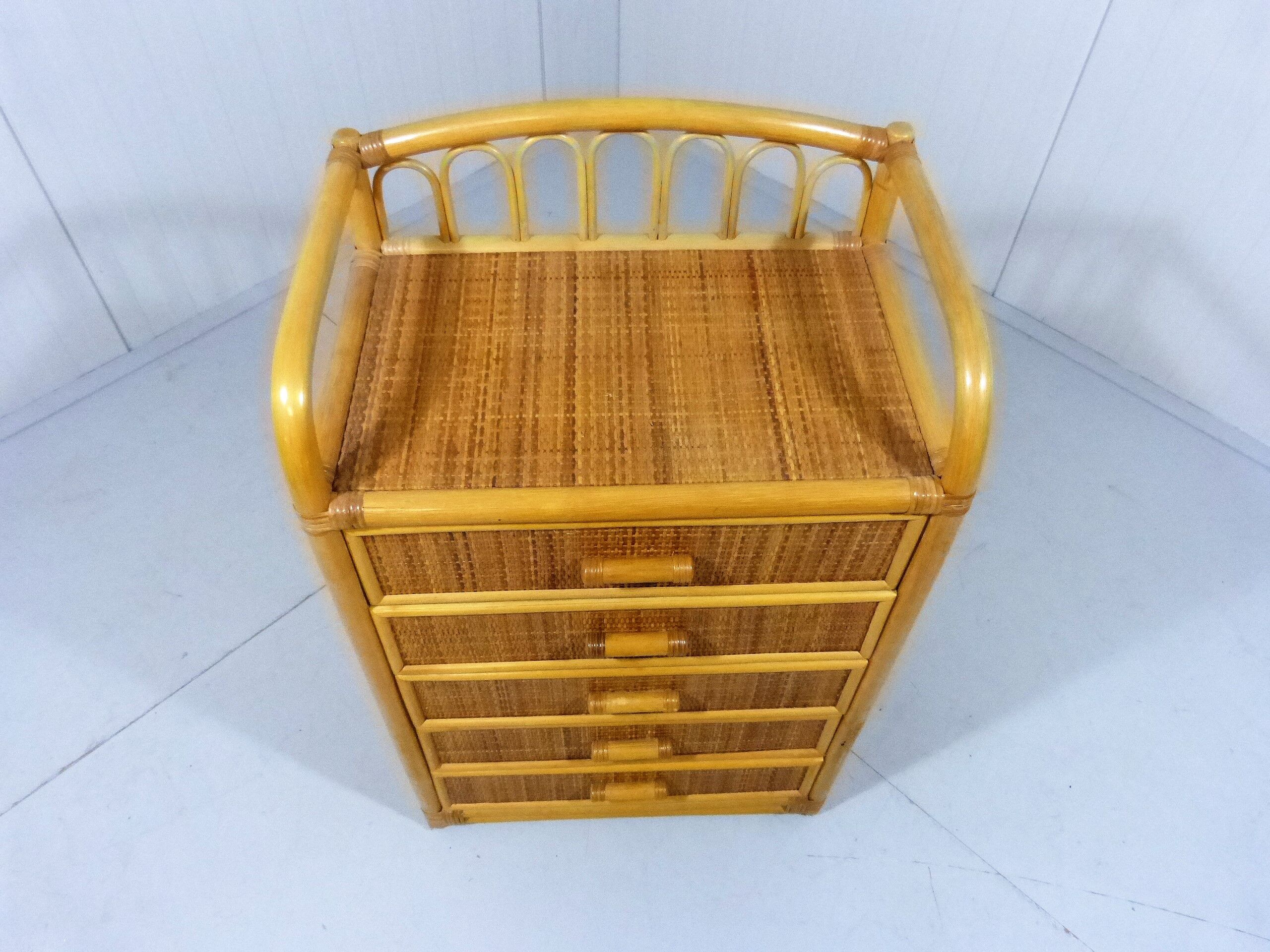 Rattan & wicker chest of drawers, 1980’s