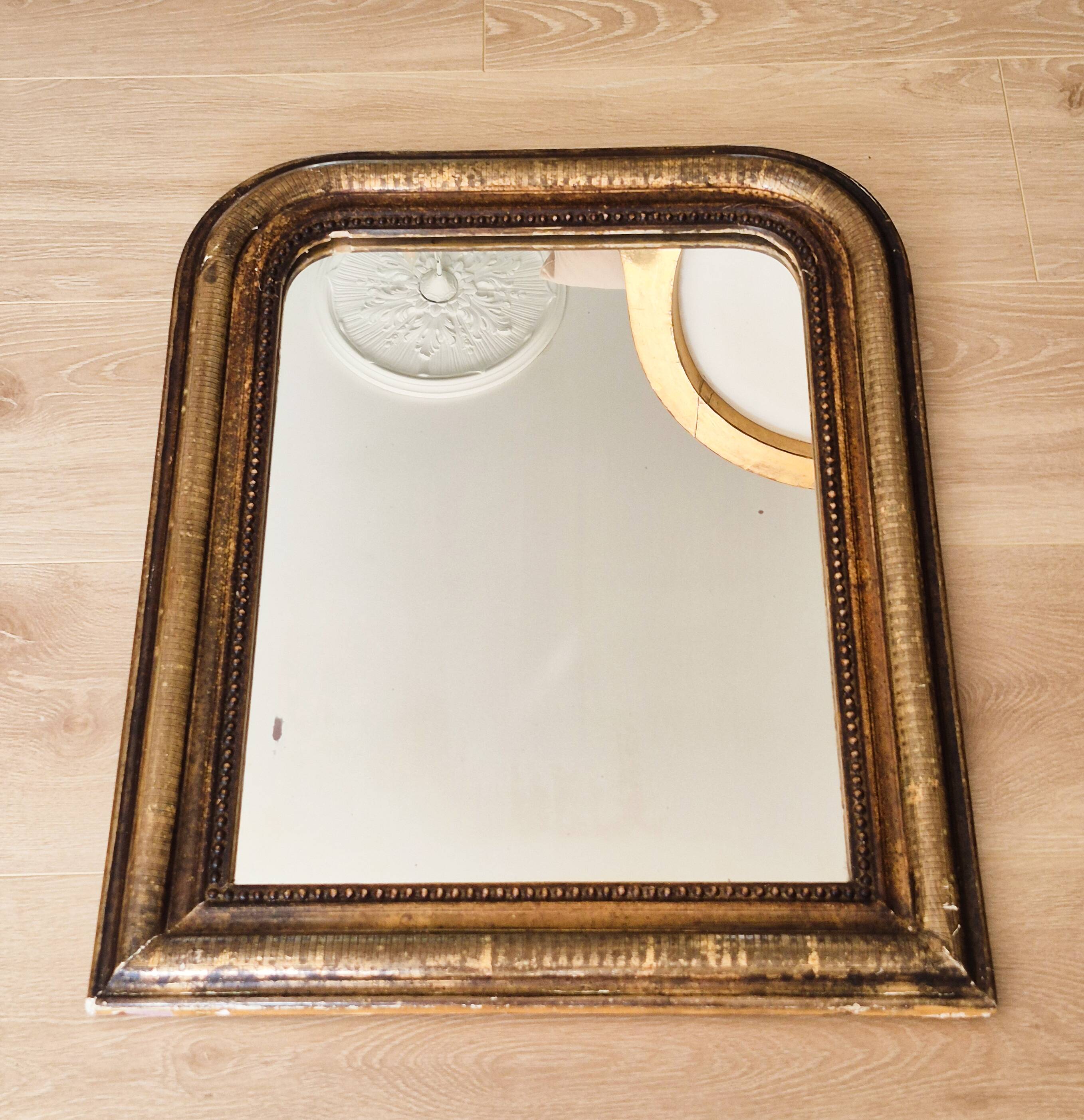 Antique Louis Philippe mirror, black and gold, 62 x 49 cm