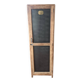 Vintage wooden wardrobe with matte cast iron color hanging rail