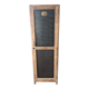 Vintage wooden wardrobe with matte cast iron color hanging rail