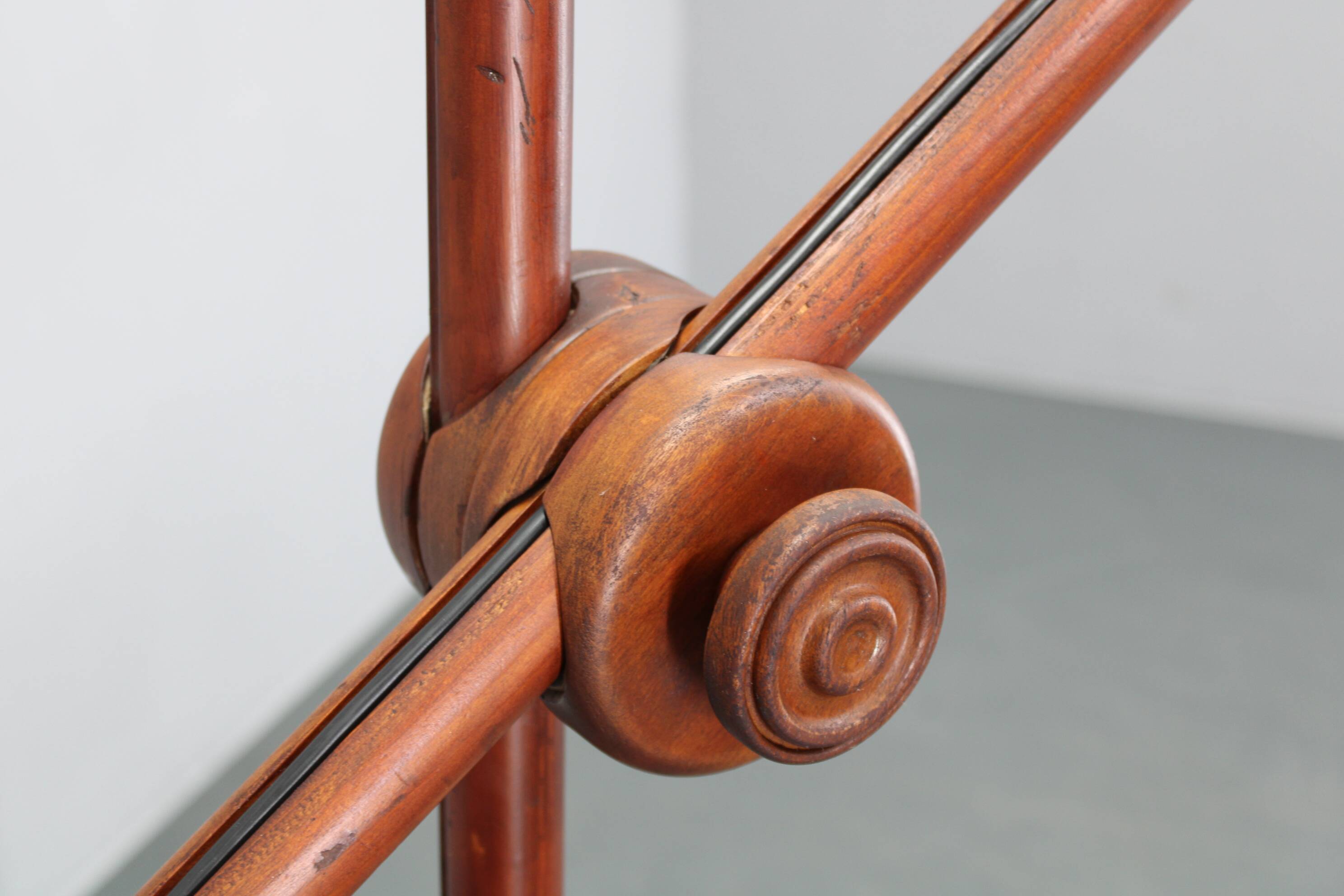 Lampadaire scandinave en pin à contrepoids des années 1970, abat-jour en papier neuf