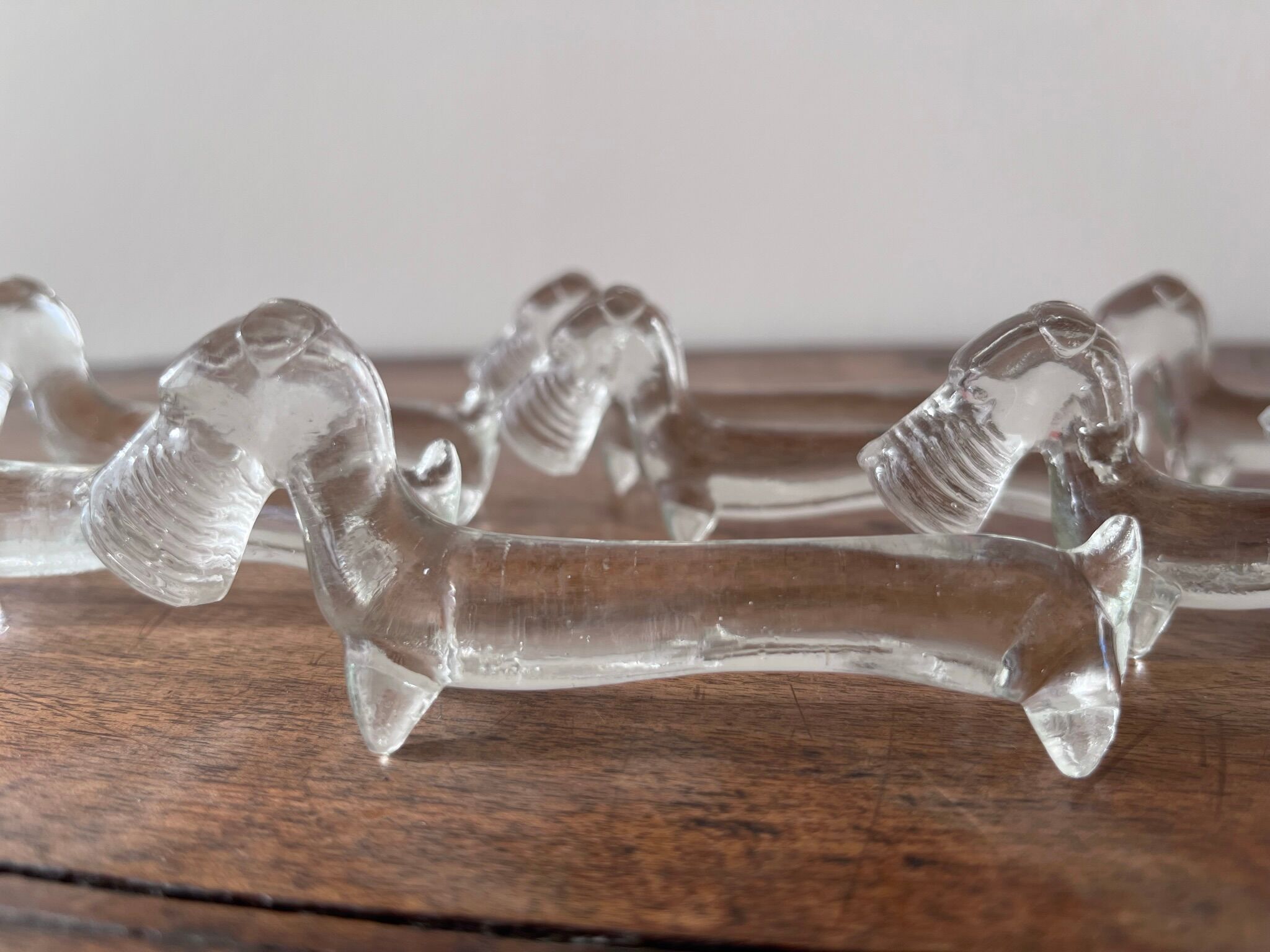 10 Fox glass knife holders 60s