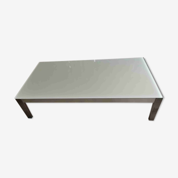 Coffee table glass structure aluminum pietement hetre model laurana brand poltrona frau