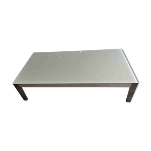 Table basse verre structure aluminium pietement hetre modele laurana marque poltrona frau