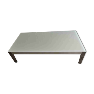 Coffee table glass structure aluminum pietement hetre model laurana brand poltrona frau