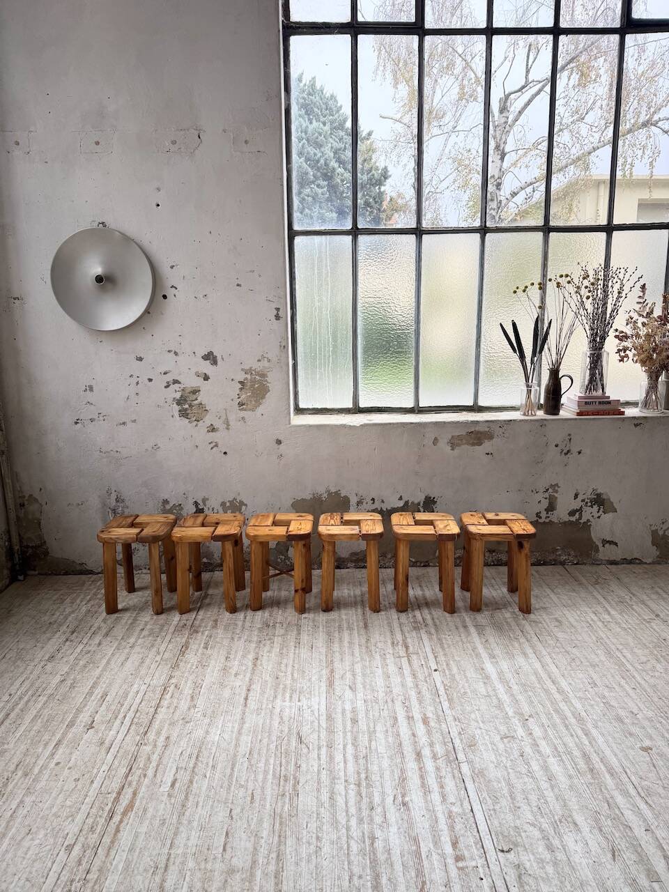 Set of 6 Olof Ottelin stools, Finland 1950.