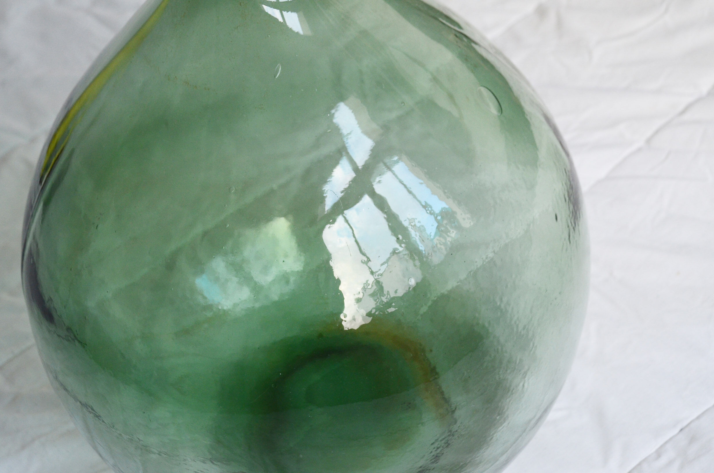 Vintage green glass demijohn 25 L
