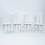 Italian Ycami white leather sculptural highback chairs, 1980s