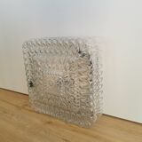 Plafonnier vintage en verre gaufré : éclairage rétro des années 1970