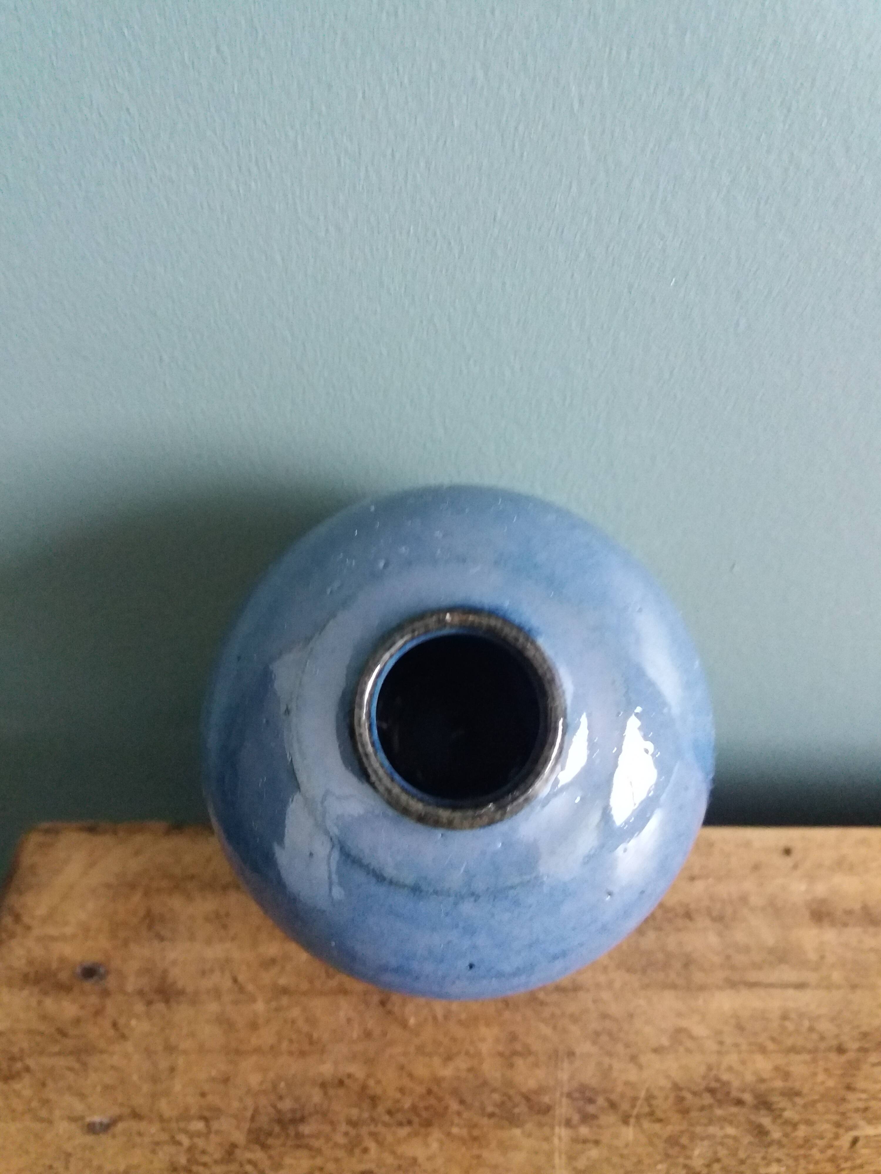 Signed ball vase, handmade ceramic
