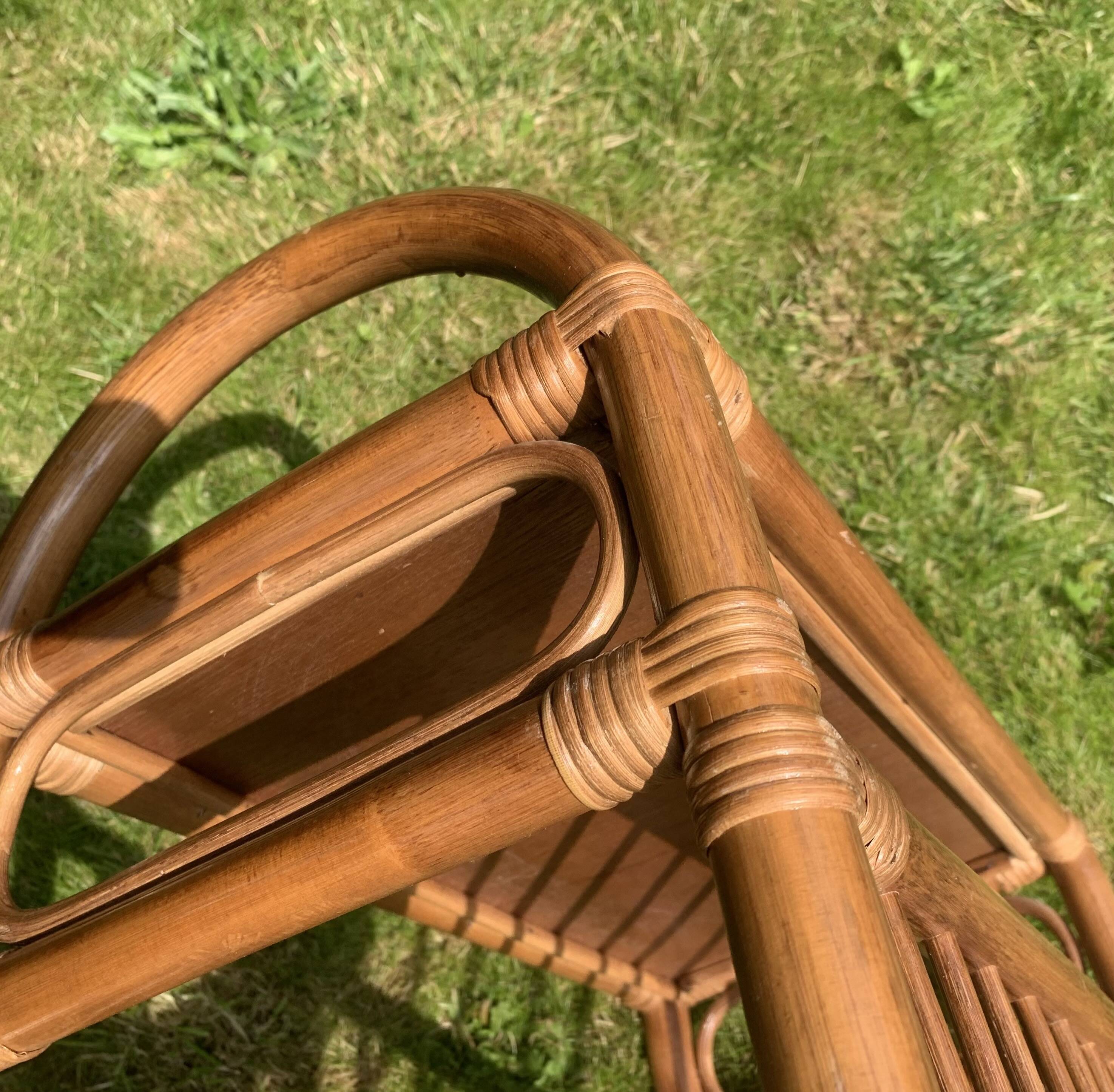 Vintage rattan and bamboo magazine rack