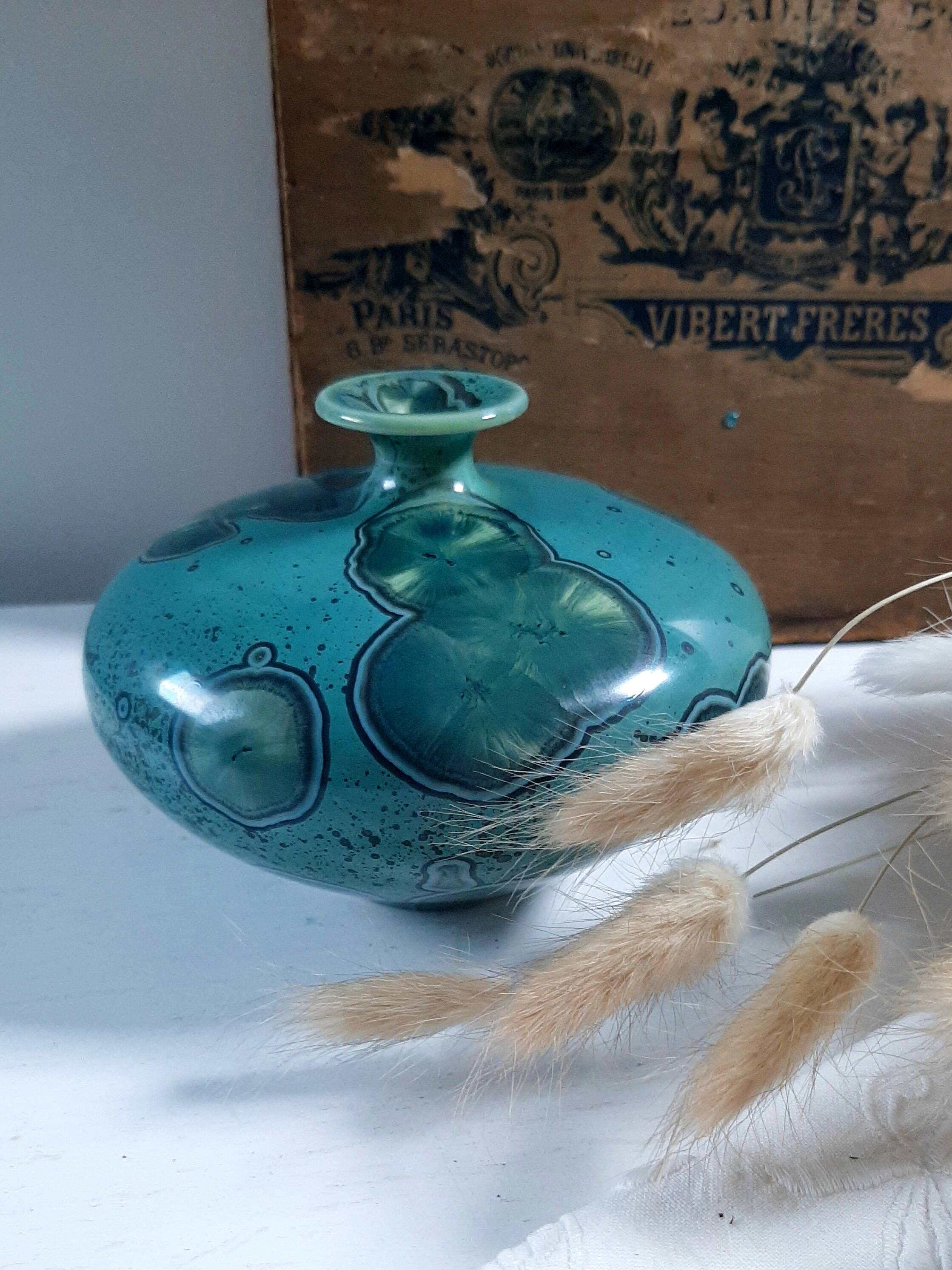Vase soliflore en céramique à glaçure cristalline
