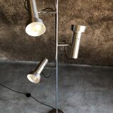 Lampadaire années 1970, 3 lampes chromées