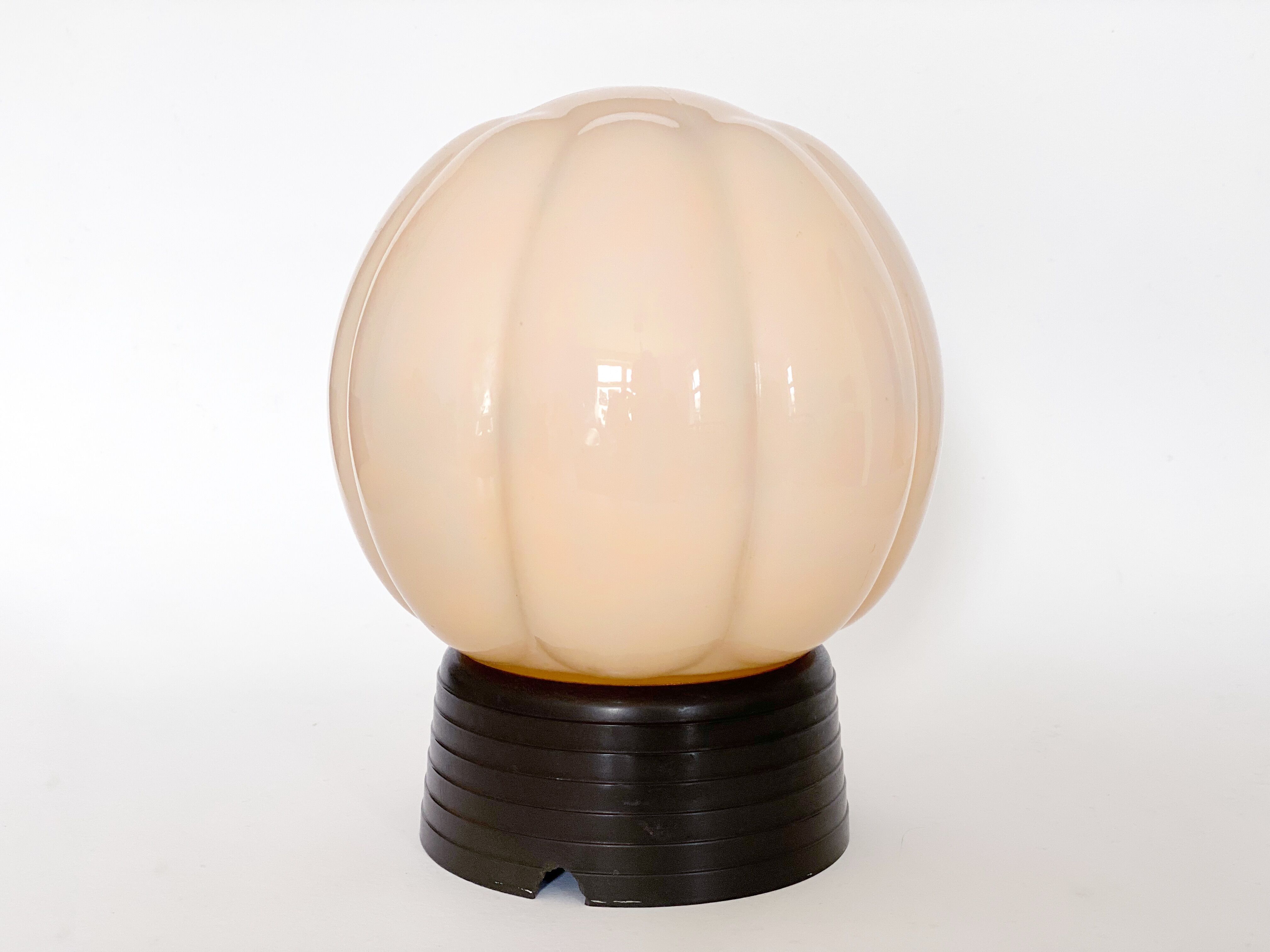 Art deco pastel pink thabur ceiling lamp, glass globe light