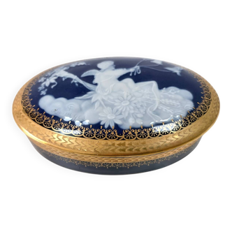 Limoges porcelain bonbonnière signed E. Chalais, 1950