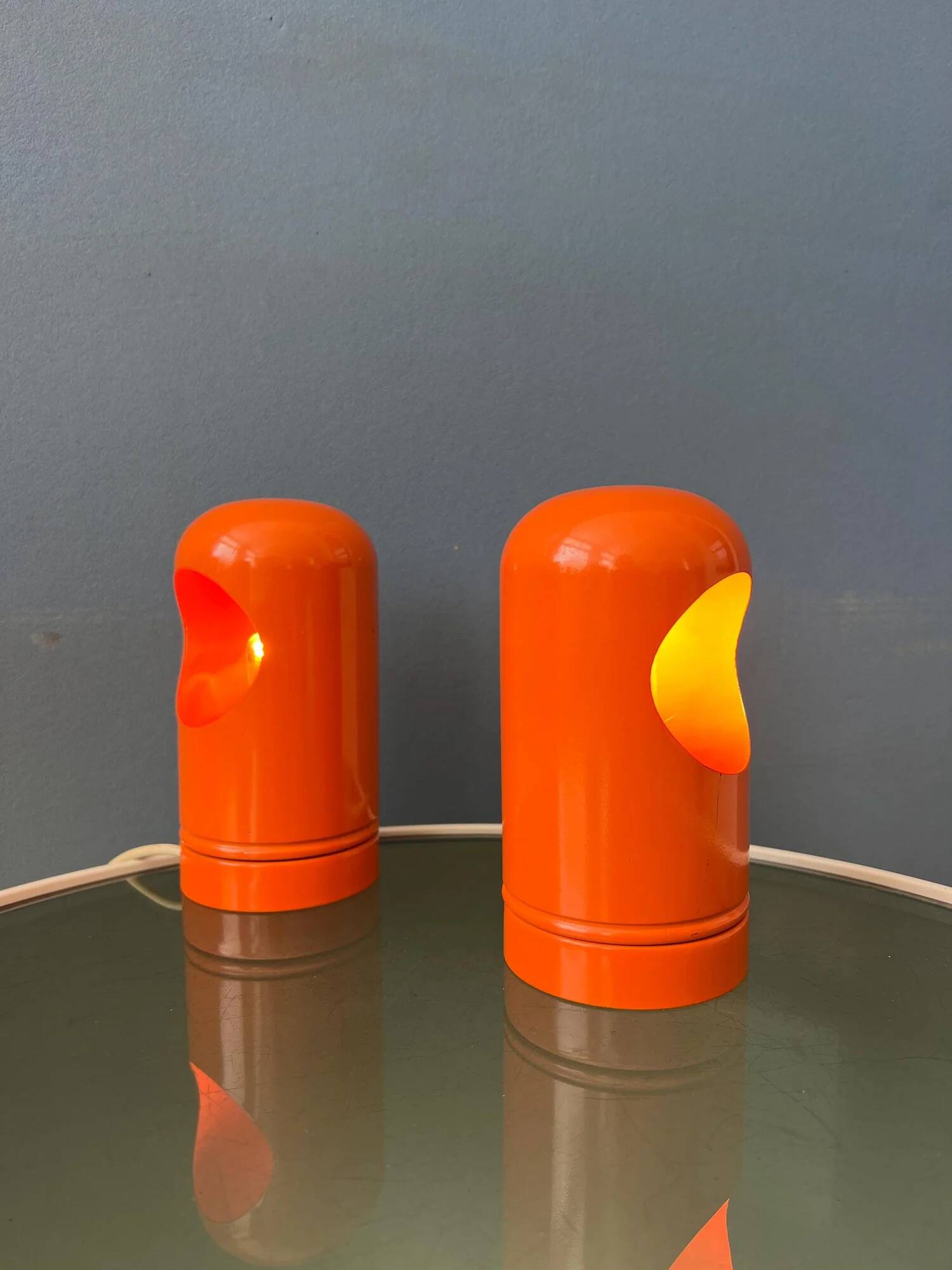 Set (2) of vintage orange table lamps