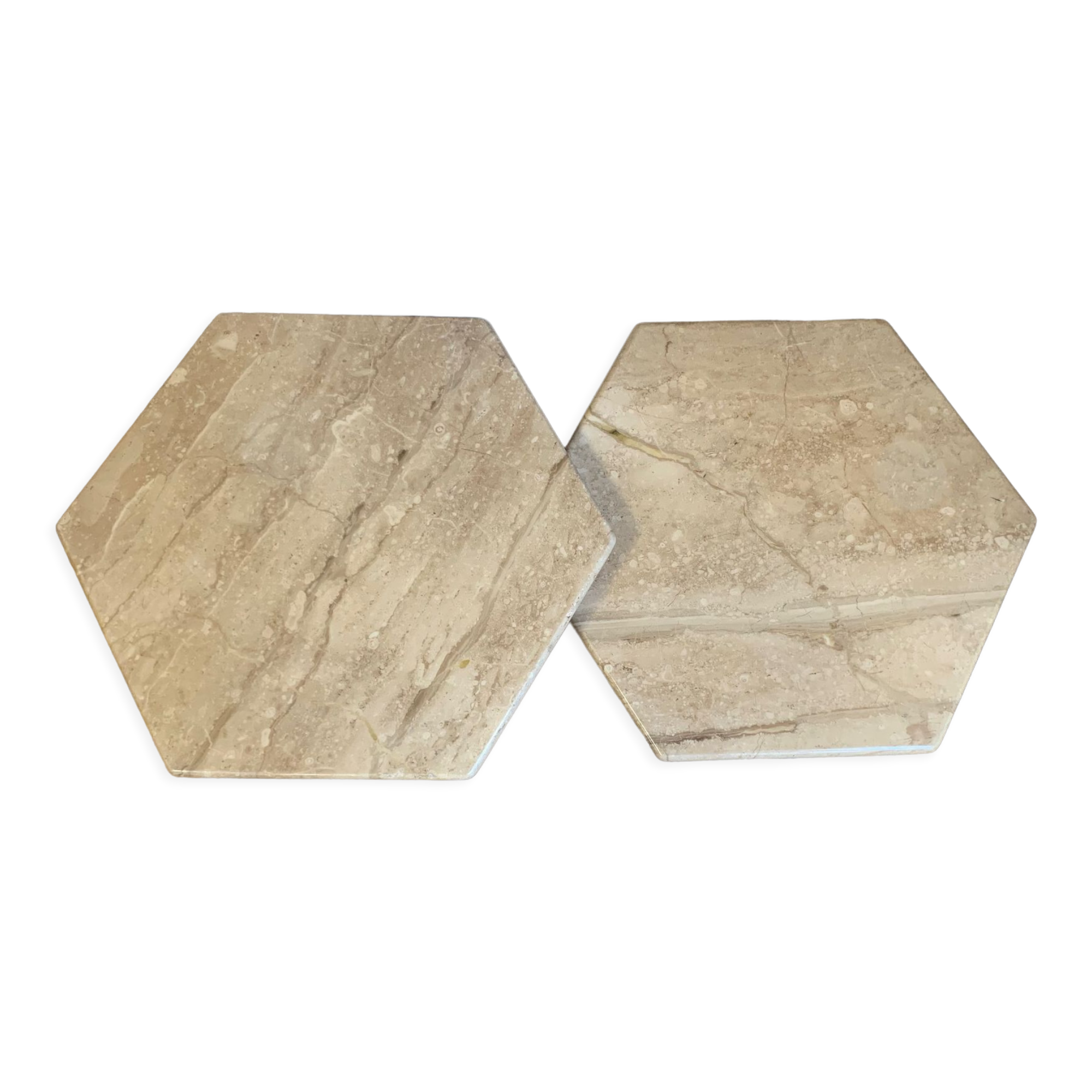 Vintage travertine coffee table duo