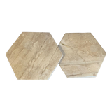 Vintage travertine coffee table duo