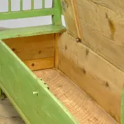 Banc en pin ancien avec rangement, années 1900