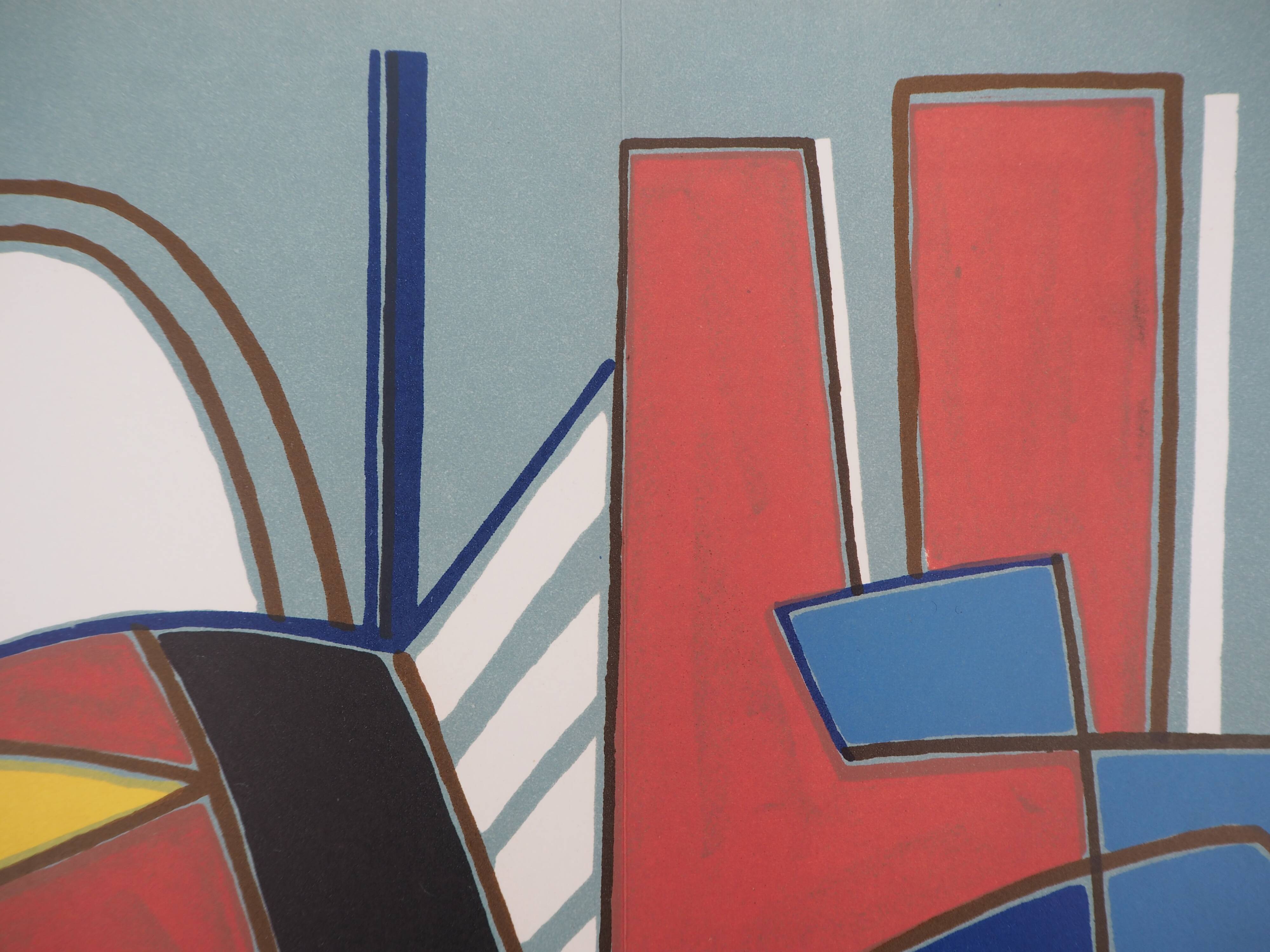 Alberto magnelli: blue composition - original lithograph