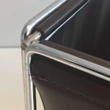 Chrome and skaï wastepaper basket