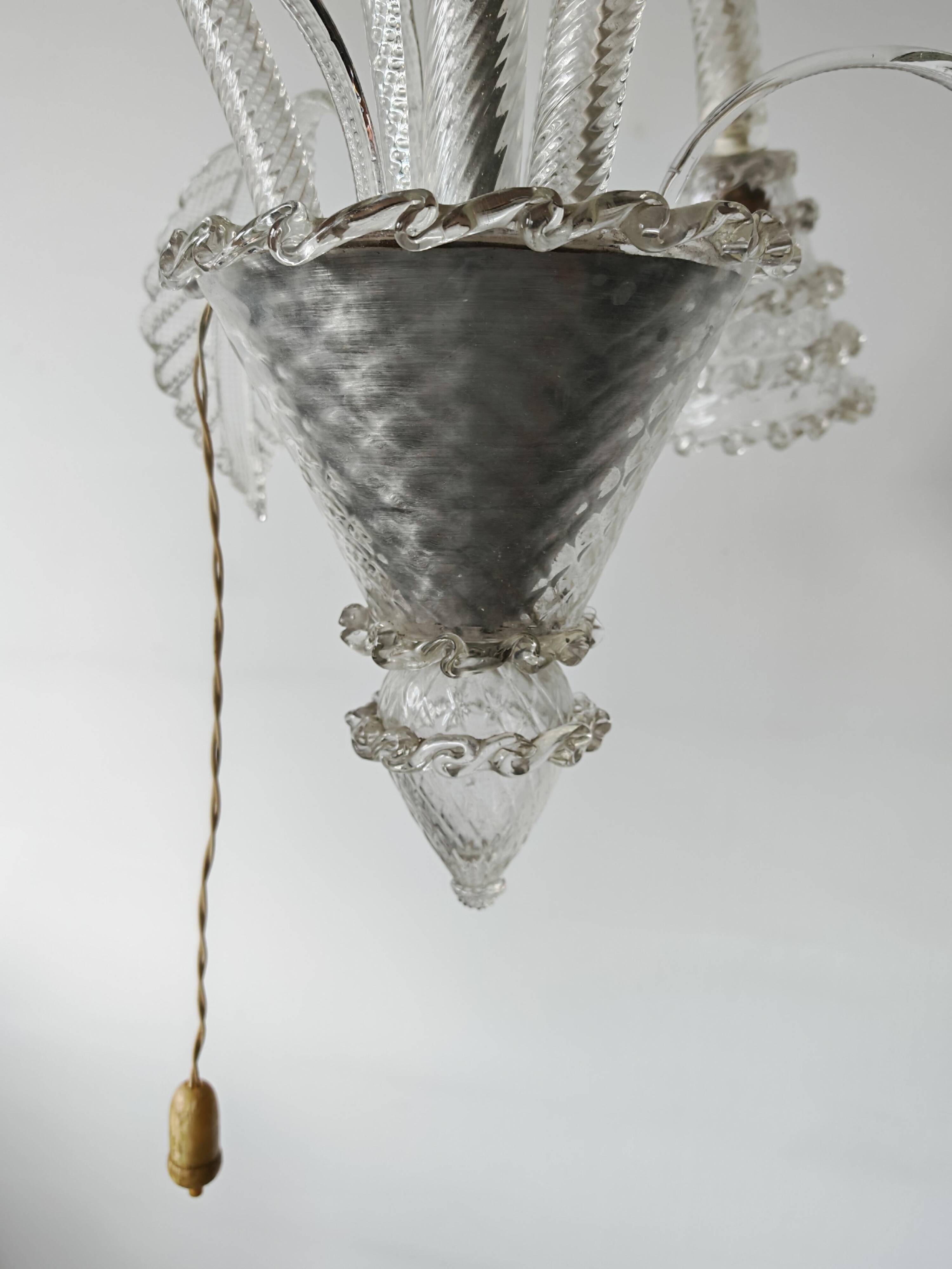 Art Deco chandelier in Murano glass by Barovier and Toso from the 1940s.