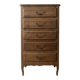 Antique chest of drawers with 5 wooden drawers.