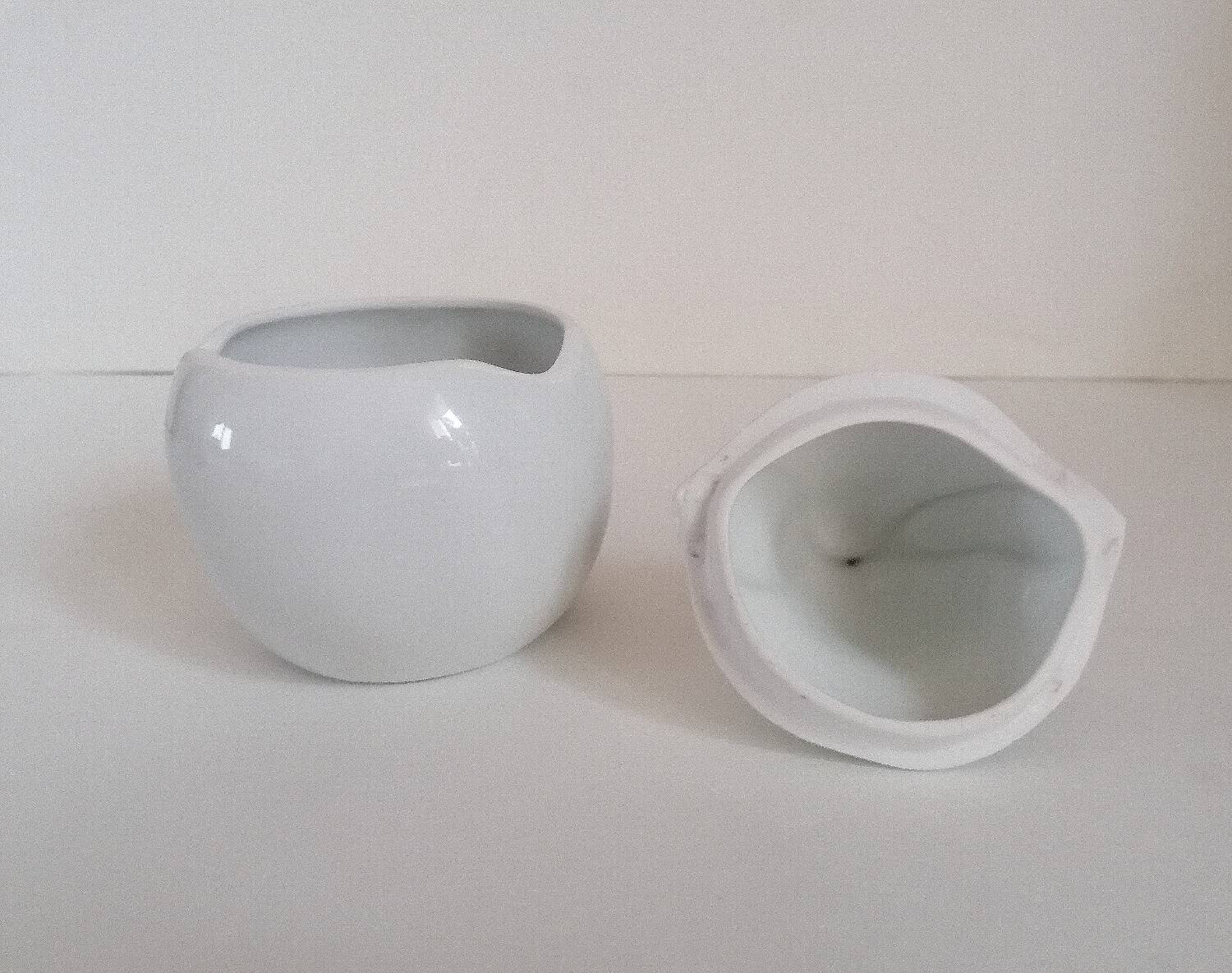 White porcelain pear sugar bowl