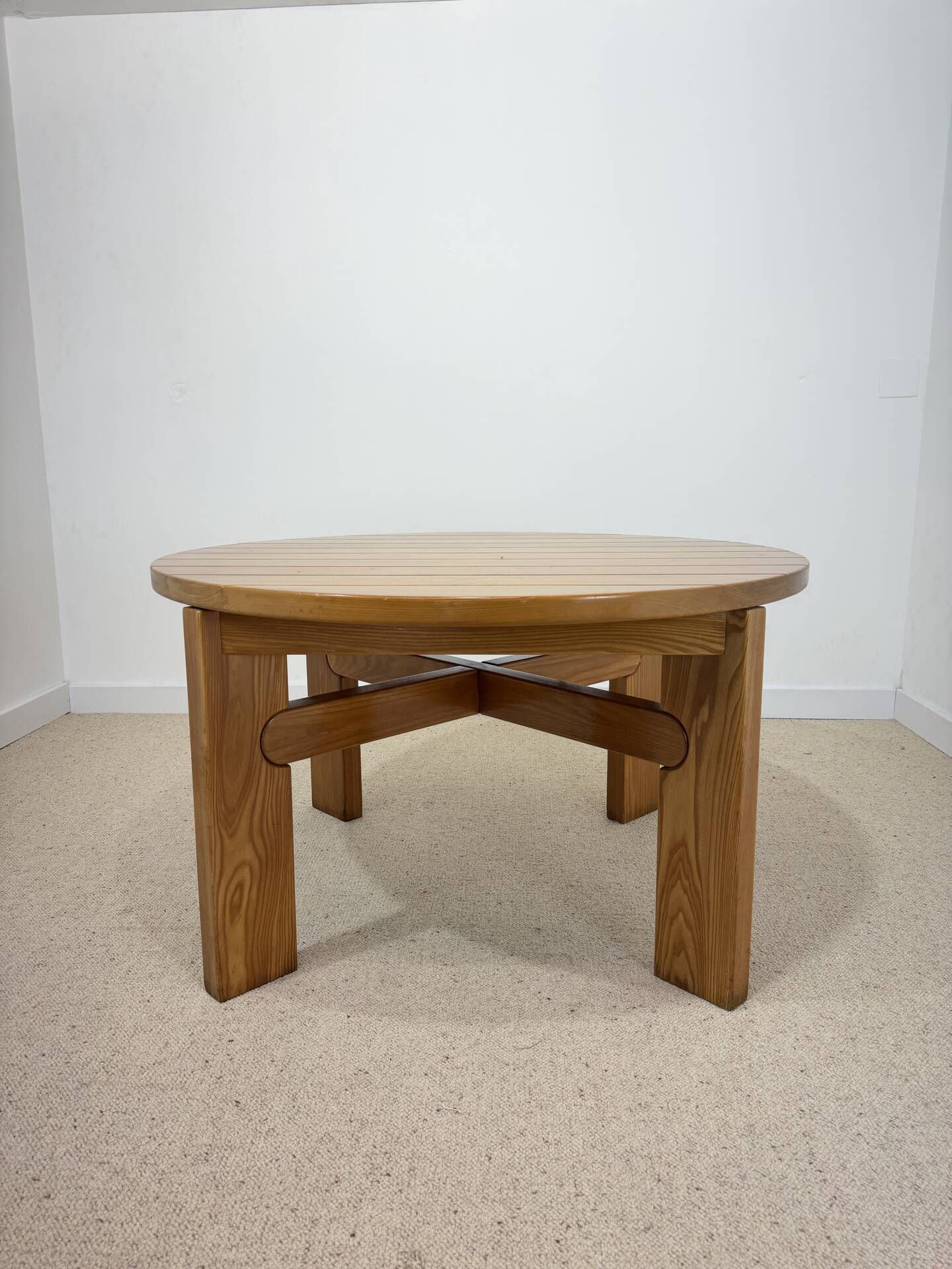 Vintage extendable round table in the spirit of Atelier Chauvin S.A. – 1970s